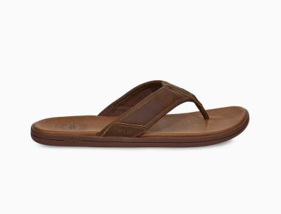 UGG Seaside Leather Flip Flop Slides for Mens - Chocolate India